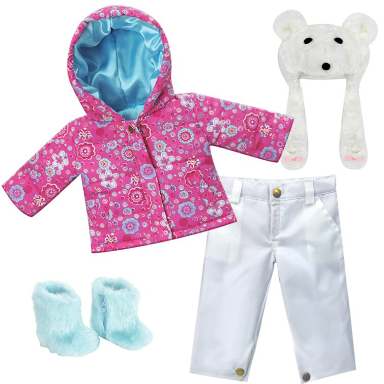 Doll Print Parker, Snowboard Pants, Fur Boots, and Polar Bear Hat
